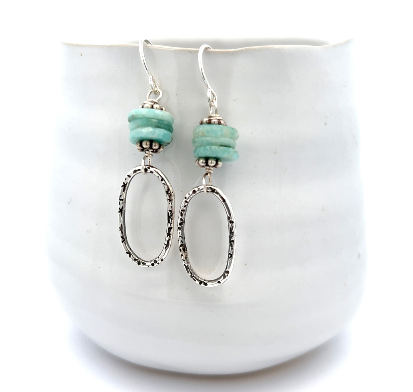 Amazonite & Sterling Hoop Earrings