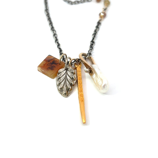 Mixed Metal Charm Necklace