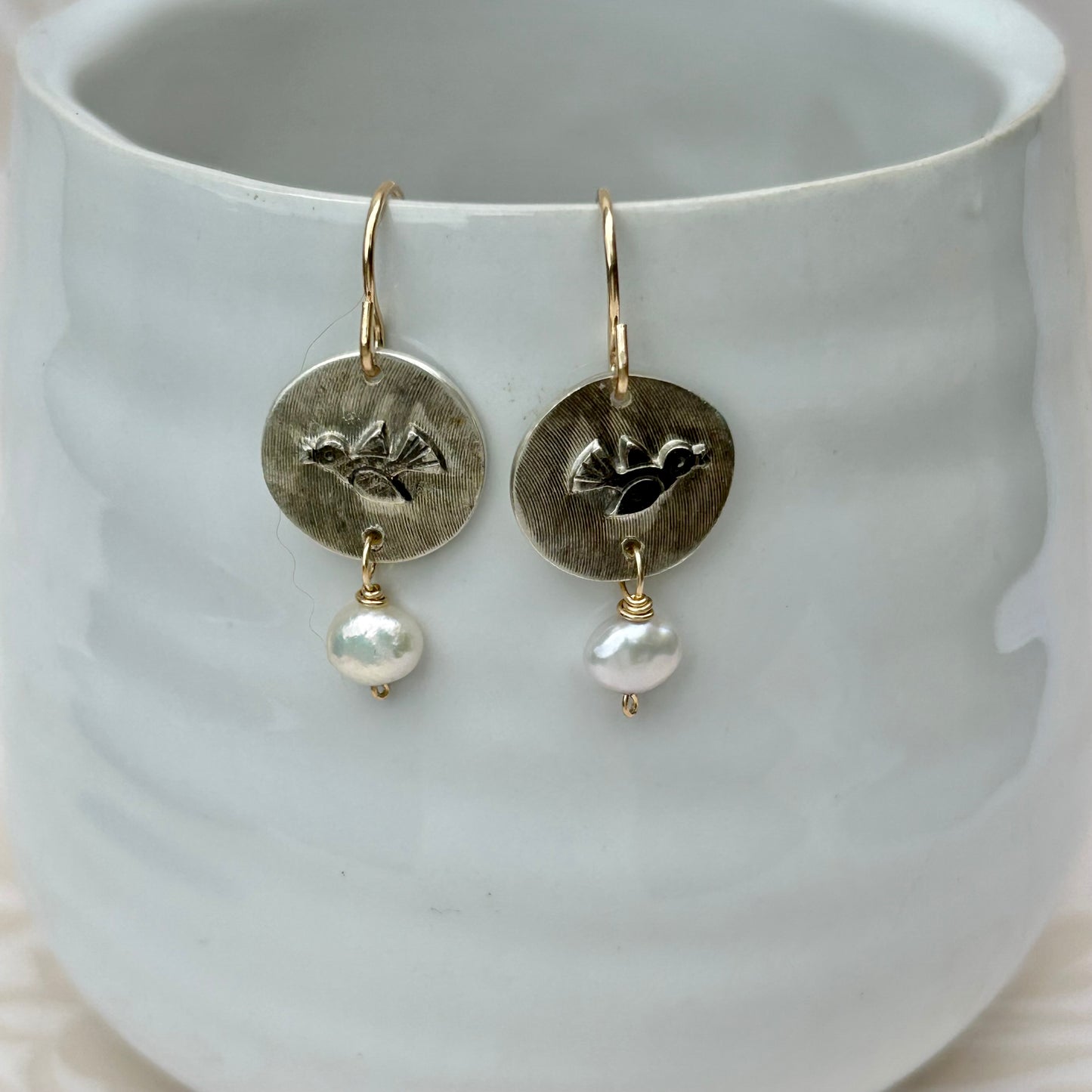 Mixed Metal Pearl Earrings