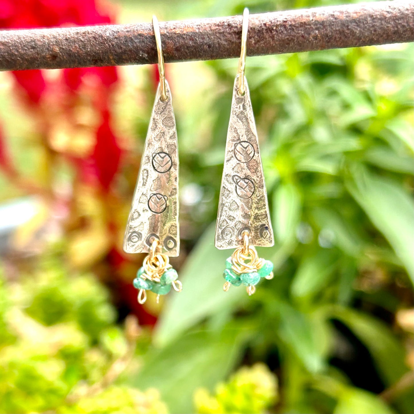 Mixed Metal Emerald Earrings