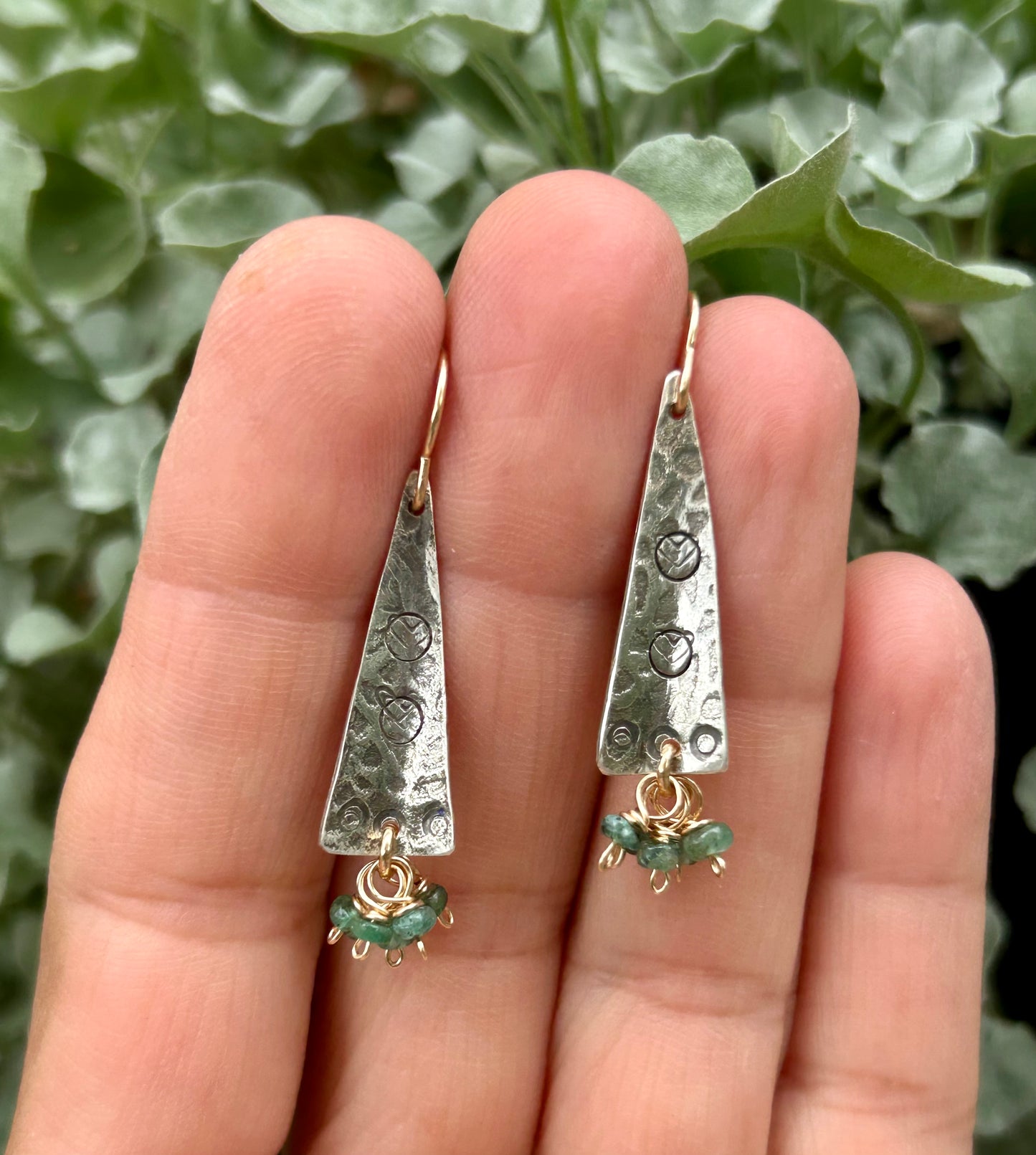 Mixed Metal Emerald Earrings