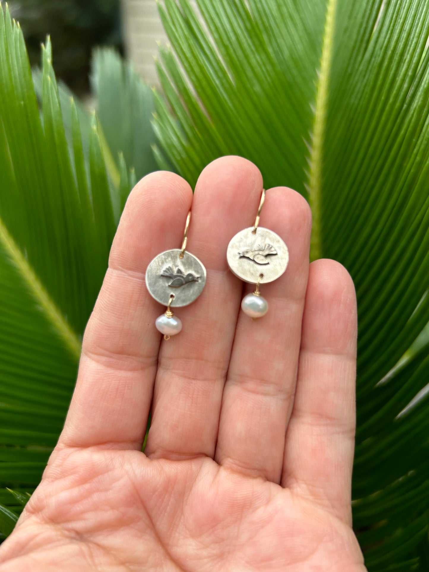 Mixed Metal Pearl Earrings