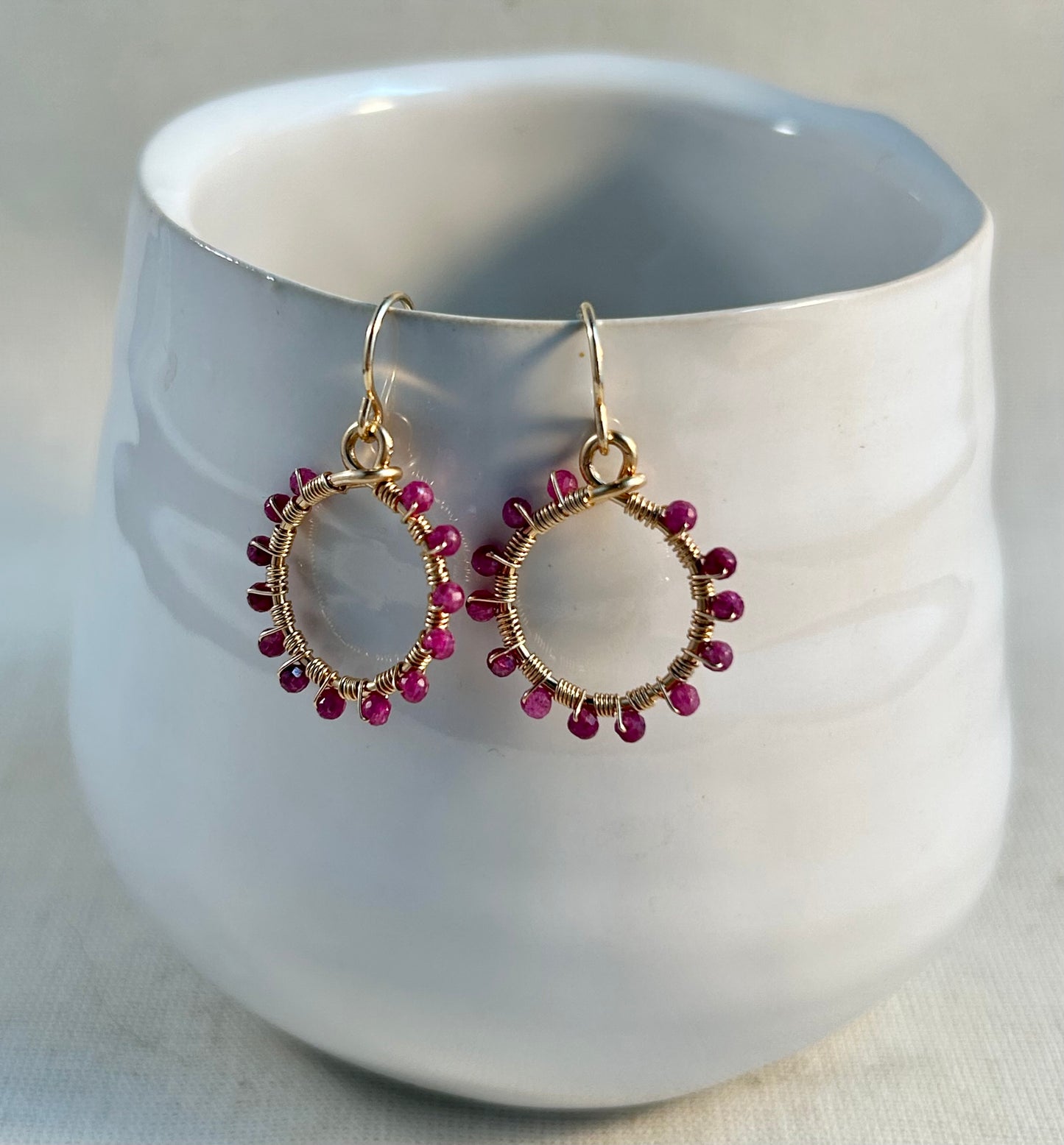 Natural Ruby Hoop Earrings