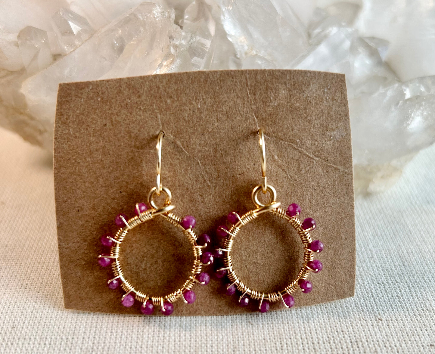 Natural Ruby Hoop Earrings