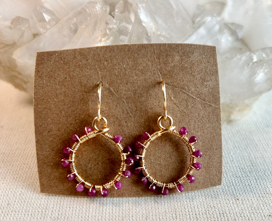 Natural Ruby Hoop Earrings