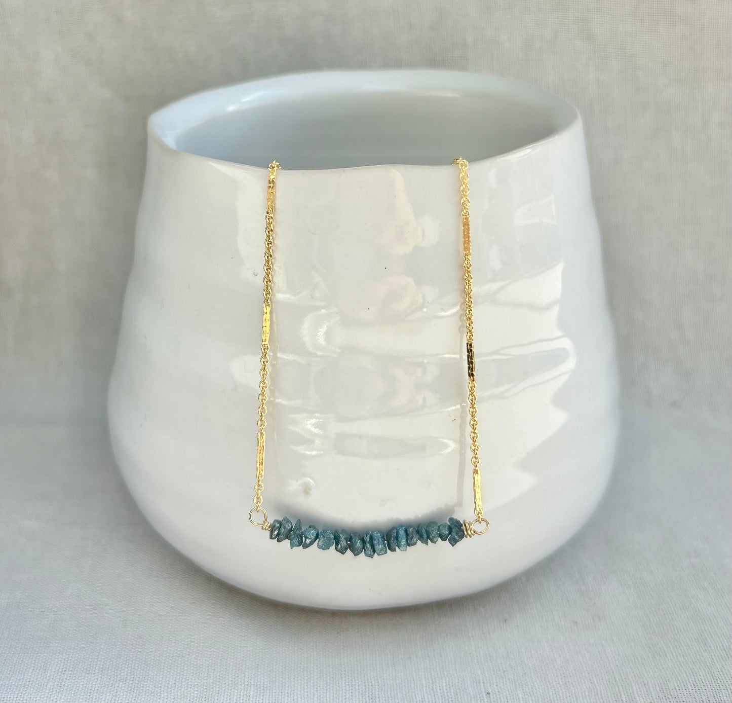 Blue Diamond Bar Necklace