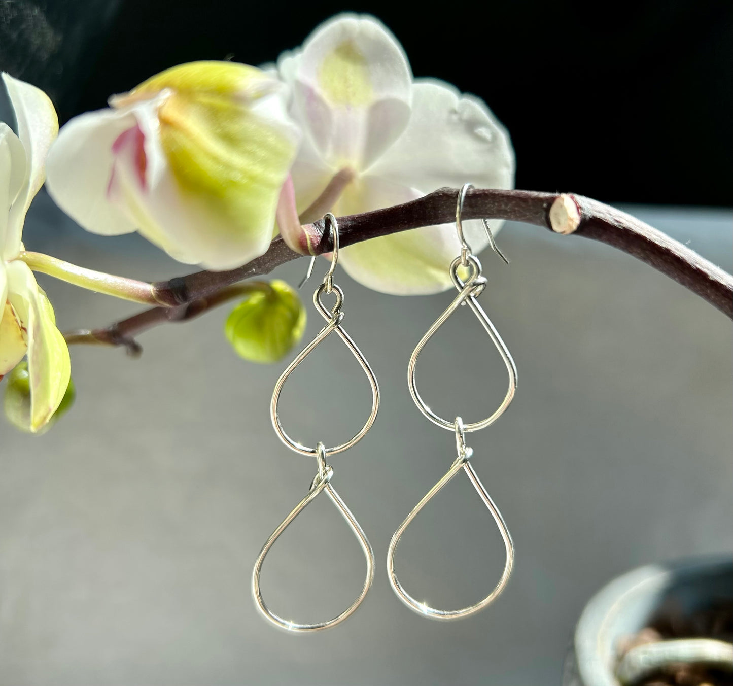 Oblong Sterling Hoop Earrings