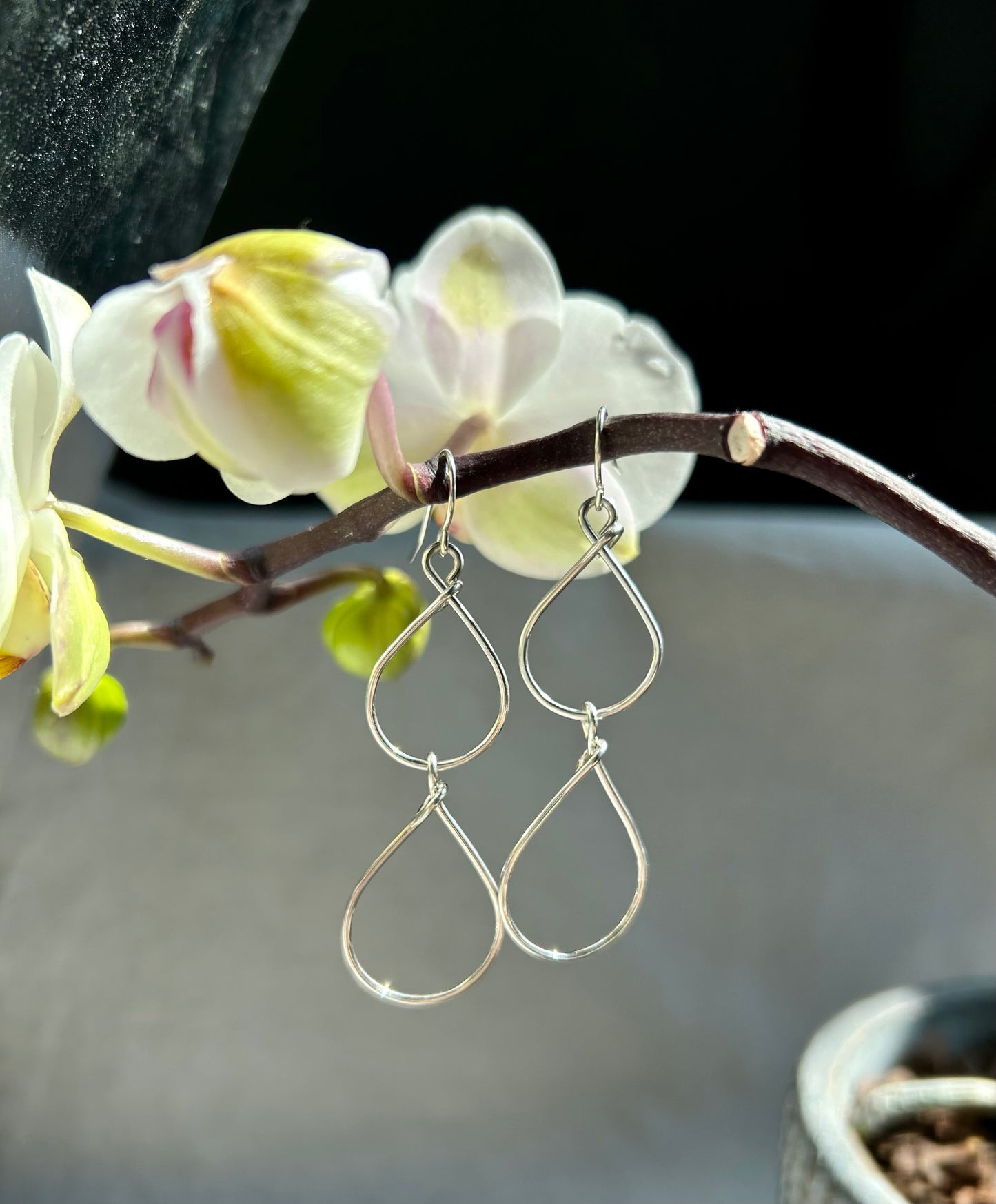 Oblong Sterling Hoop Earrings