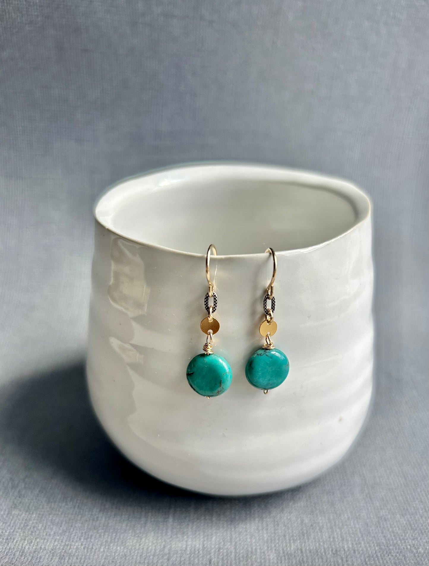 Turquoise Mixed Metal Earrings