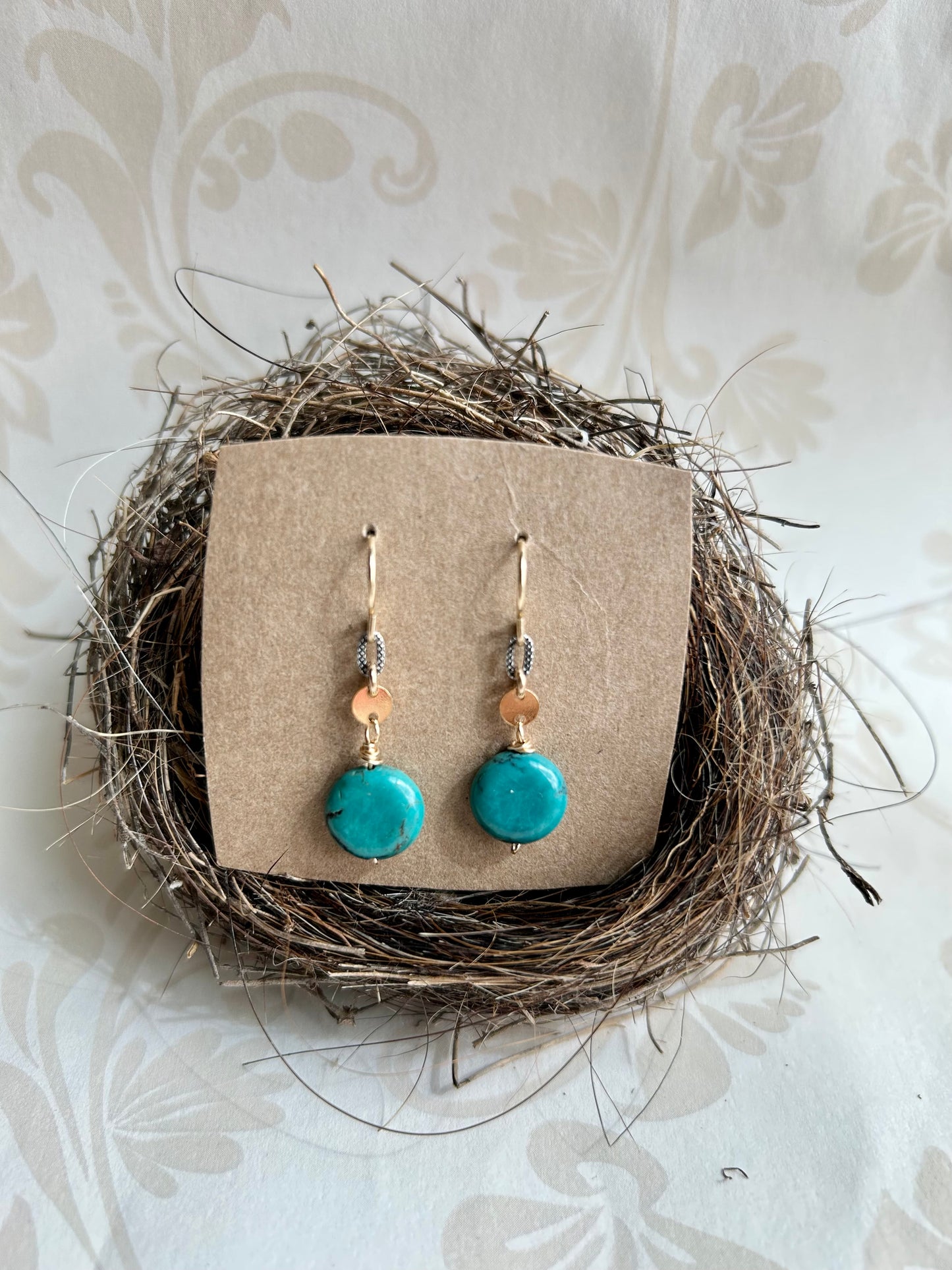 Turquoise Mixed Metal Earrings