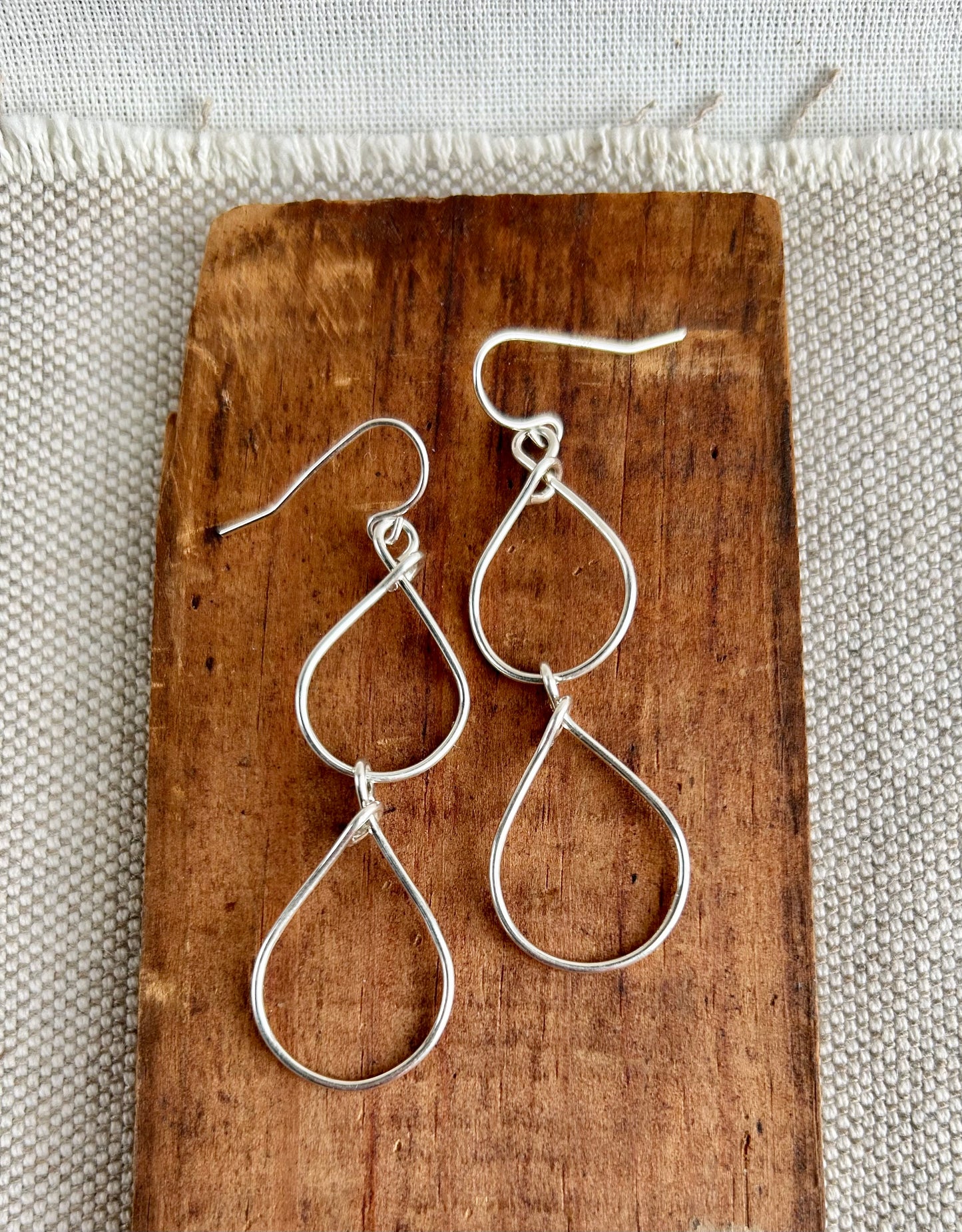 Oblong Sterling Hoop Earrings