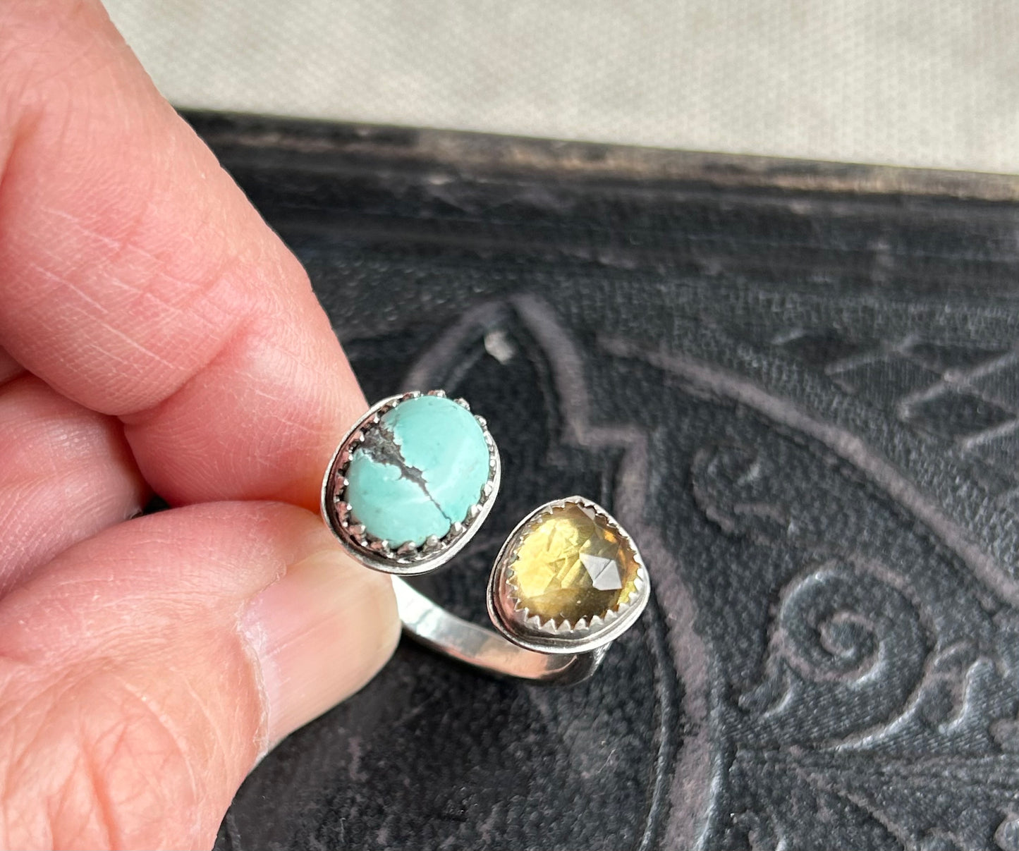 Turquoise-Citrine Bypass Ring