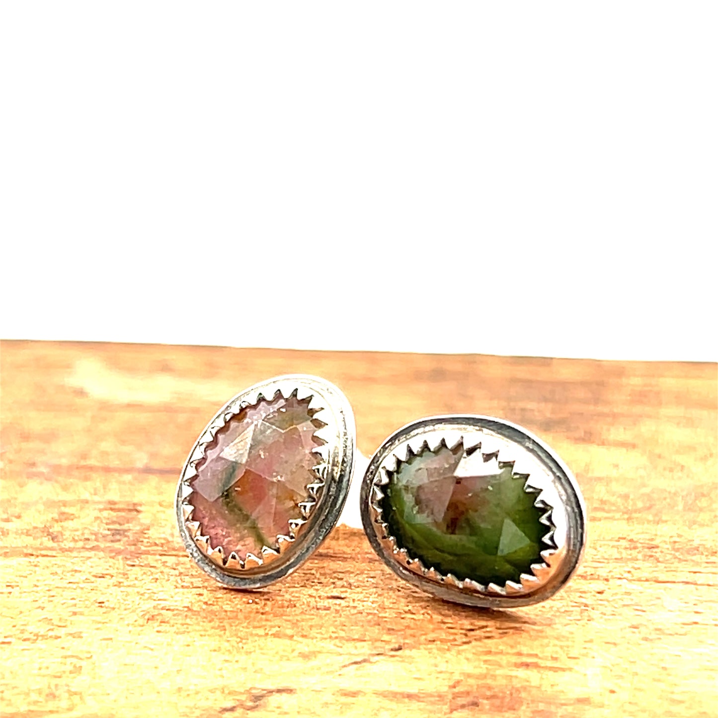 Rose Cut Tourmaline Stud Earrings
