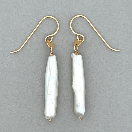 Natural White Stick Pearl Earrings