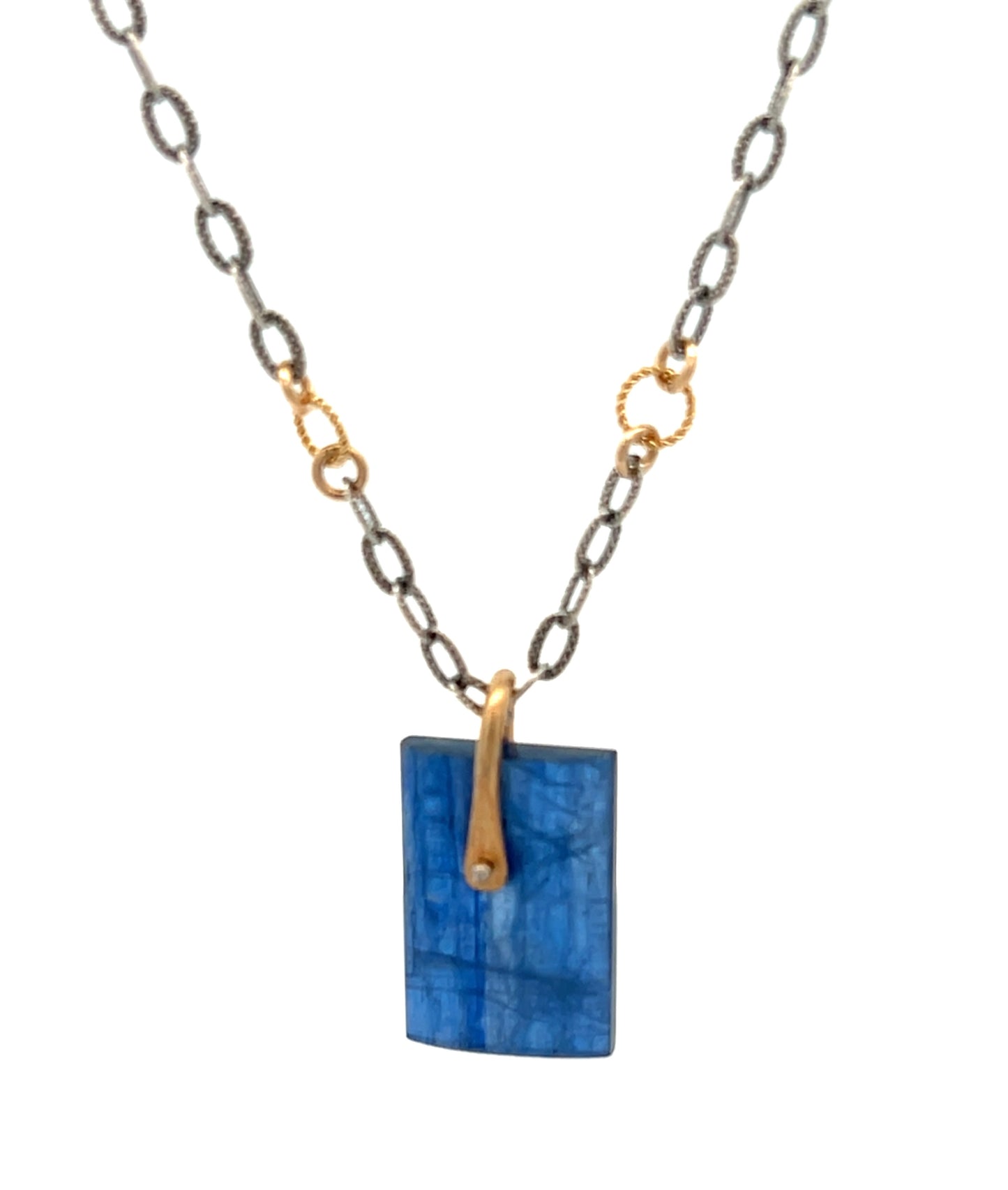 Kyanite Slice Mixed Metal Necklace