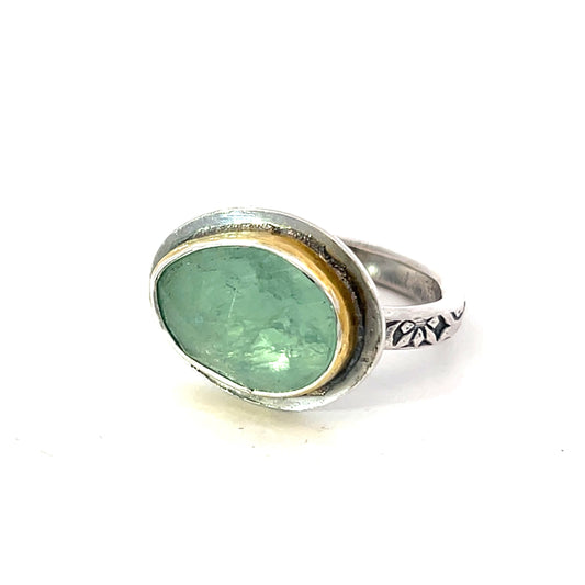 24kt Gold and Aquamarine Sterling Ring