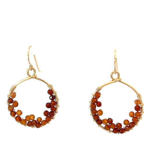 Orange Sapphire and Gold fill Hoop Earrings