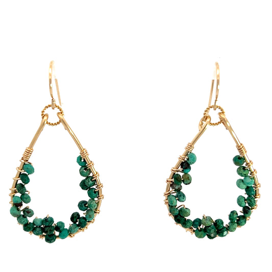 Turquoise Oblong Gold Hoop Earrings