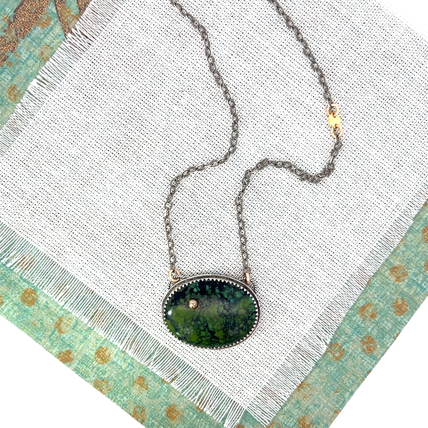 Oval Turquoise Mixed Metal Necklace