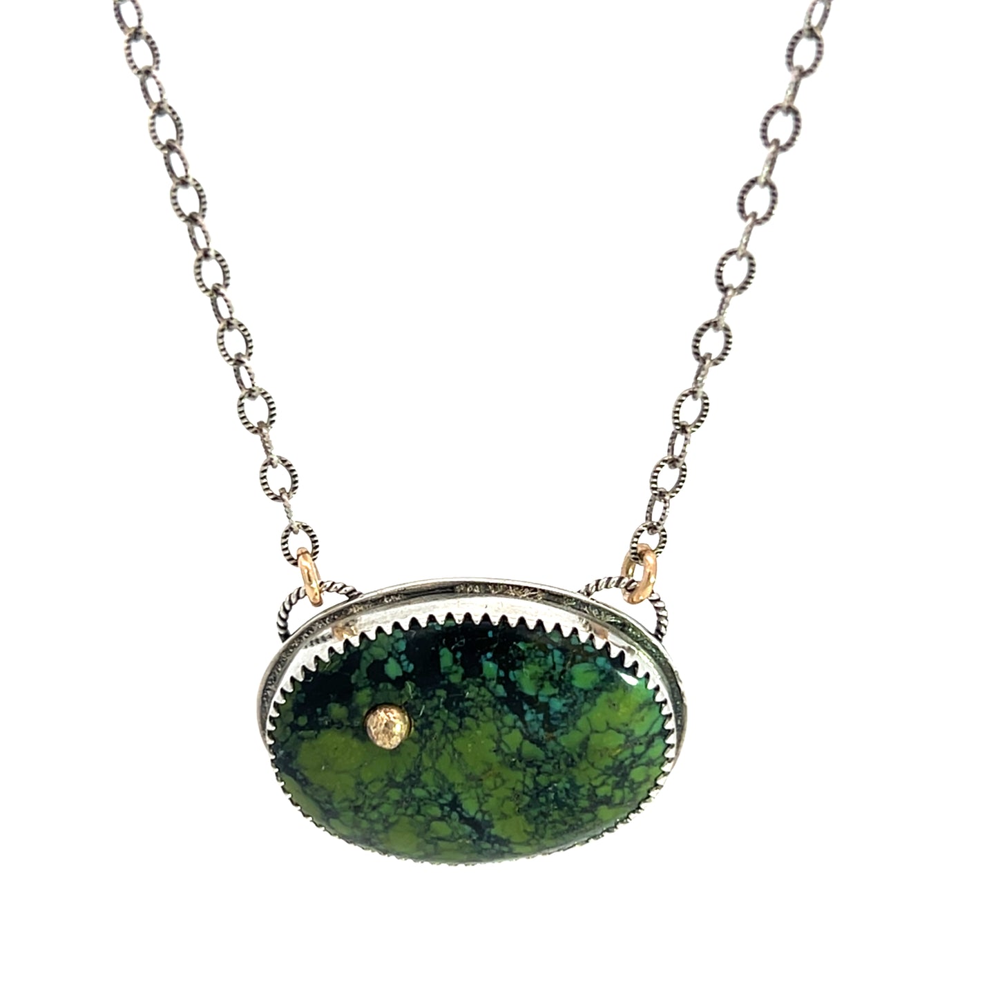 Oval Turquoise Mixed Metal Necklace