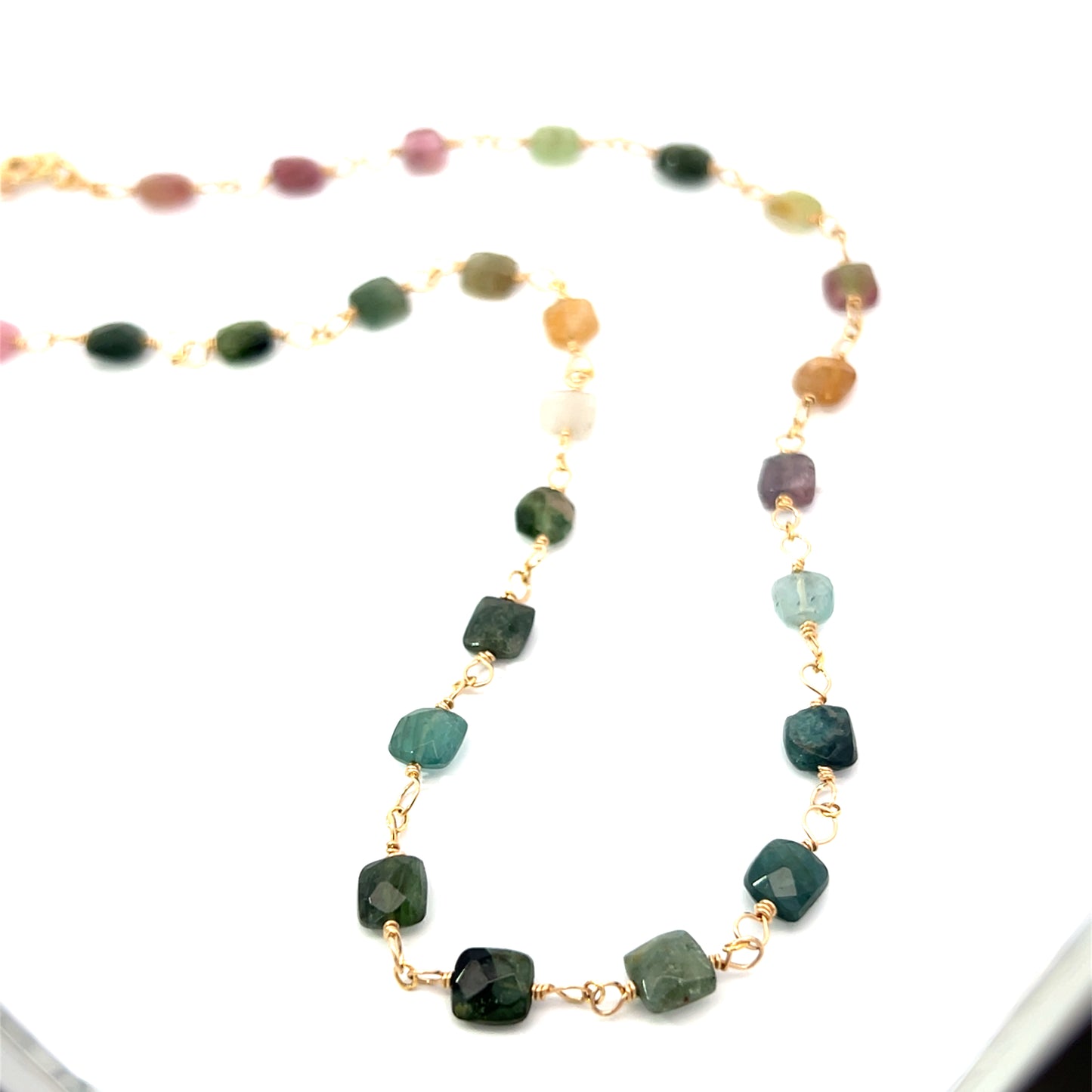 Multi Colored Tourmaline Necklace in Gold