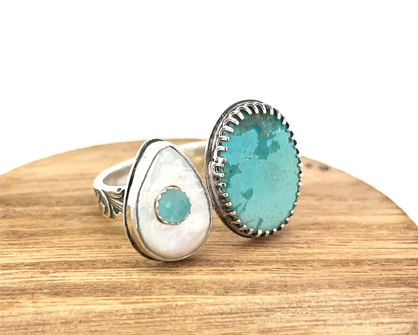Turquoise and Stone Pearl Ring