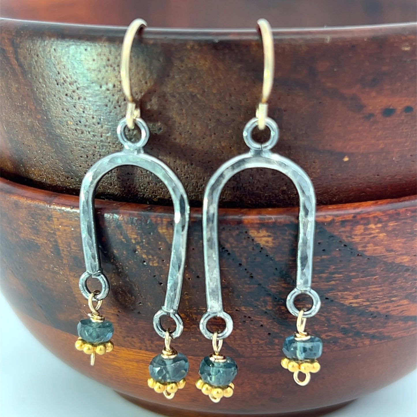 Mixed Metal Blue Kyanite Earrings
