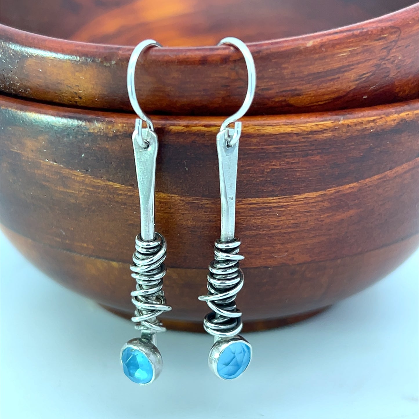 Blue Topaz Droplet Sterling Earrings