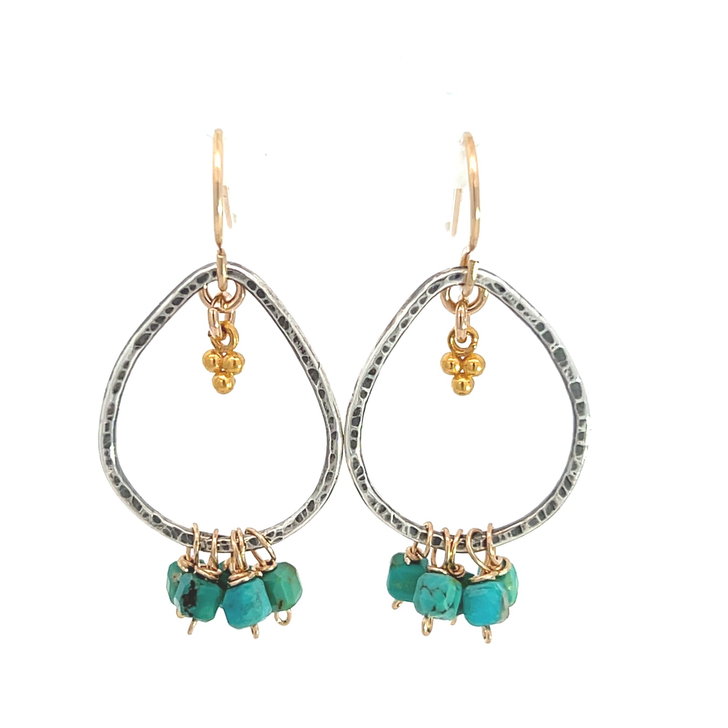 Mixed Metal Turquoise Hoop Earrings