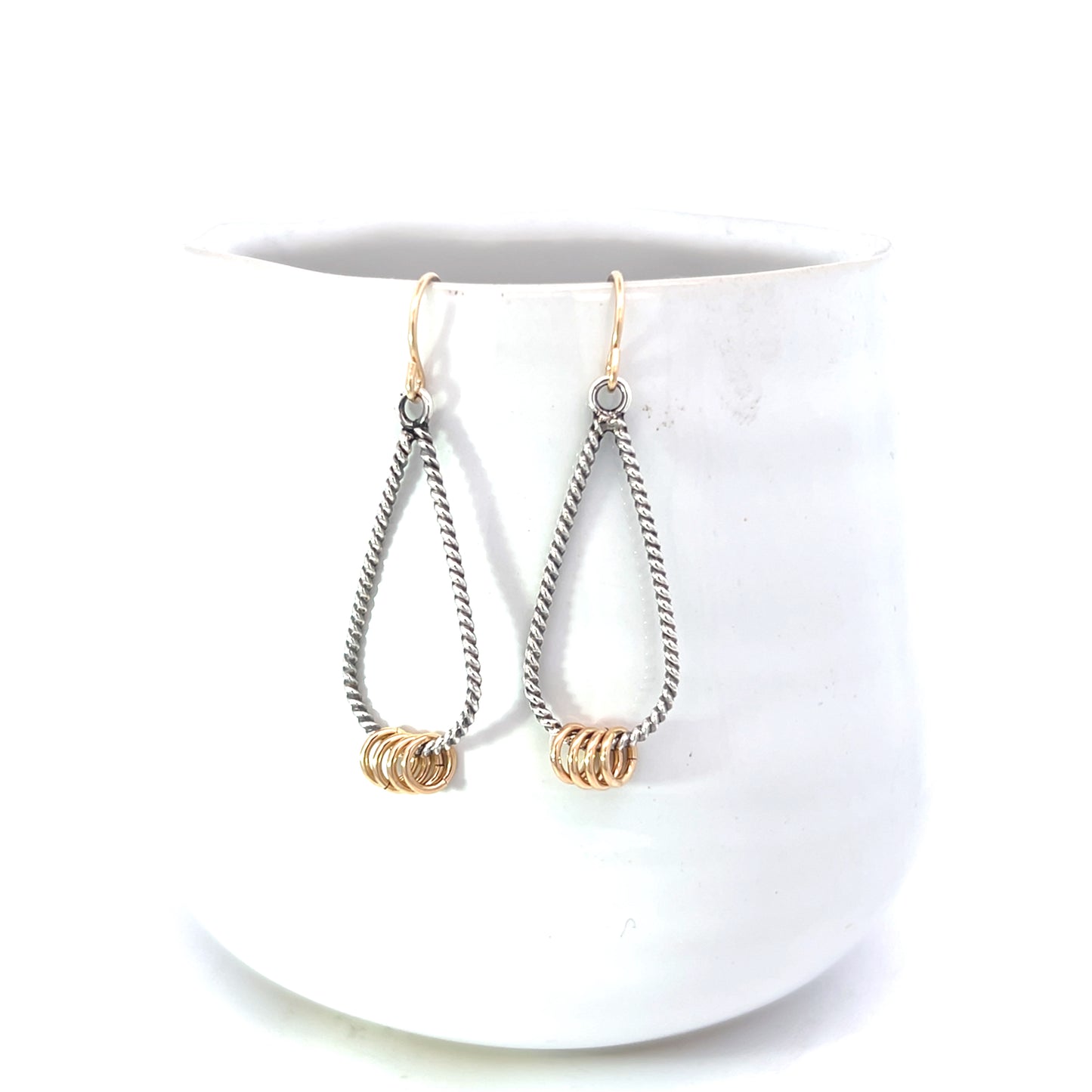 Oblong Mixed Metal Hoop Earrings