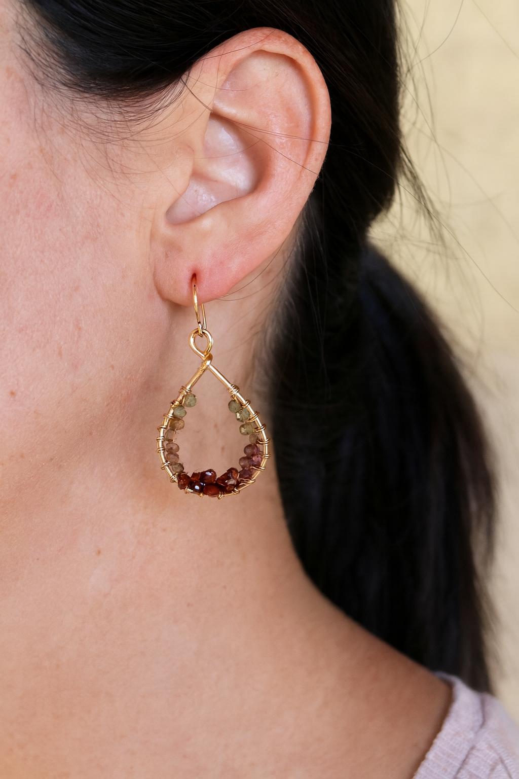Multi Colored Sapphire Gold Hoop Earrings