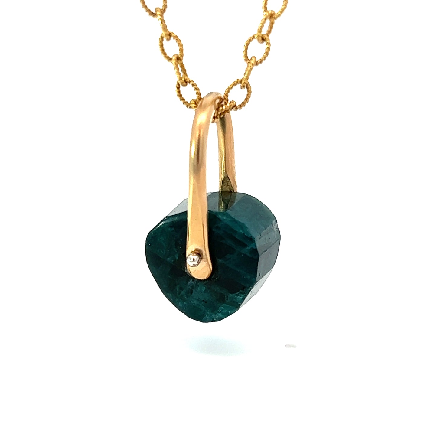 Green Kyanite Gold Stirrup Necklace