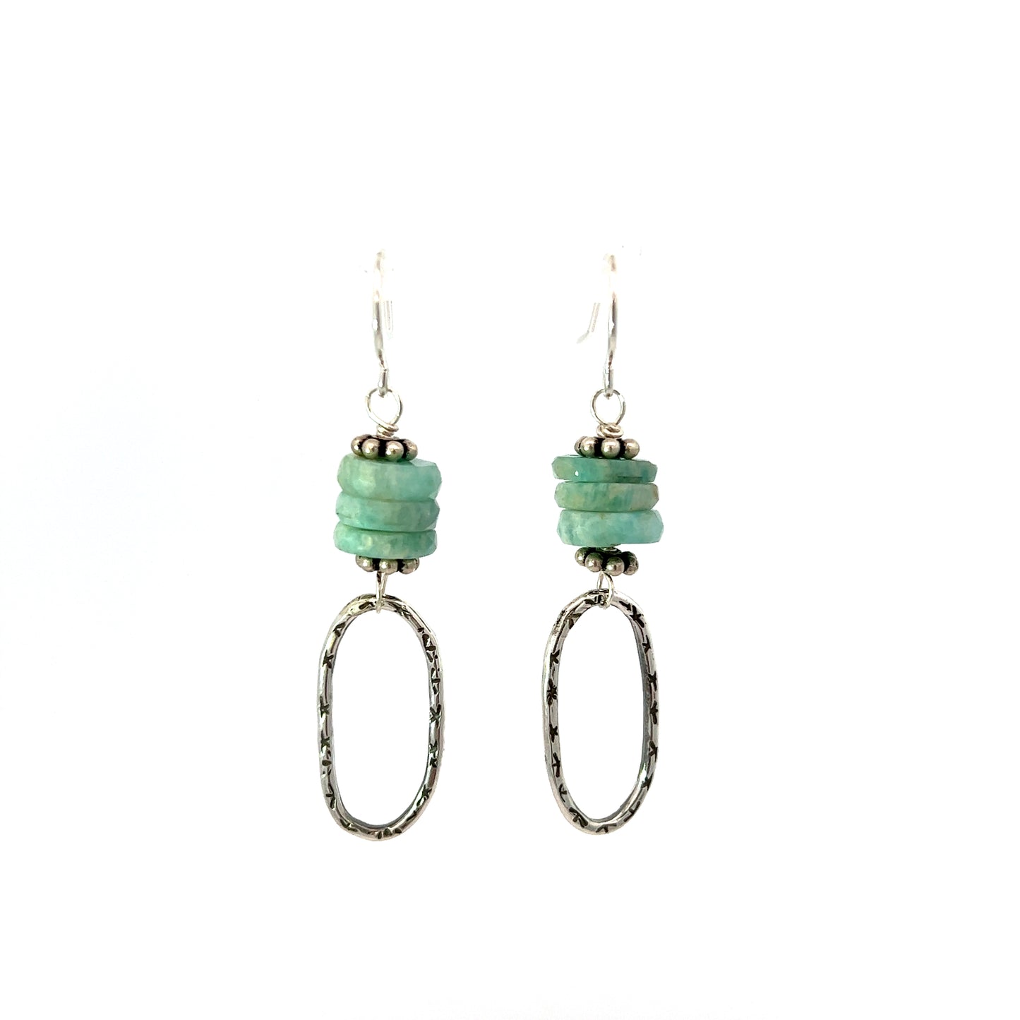 Amazonite & Sterling Hoop Earrings