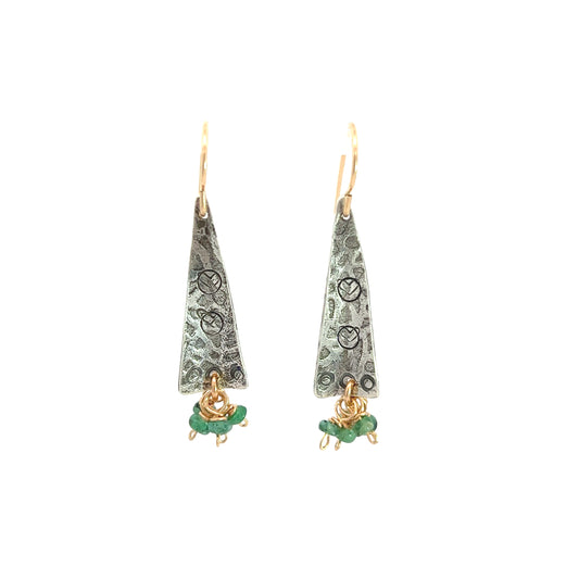 Mixed Metal Emerald Earrings
