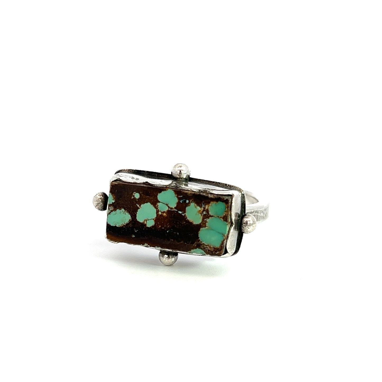 Rectangular Cut Turquoise/  Narrow Sterling Ring Band