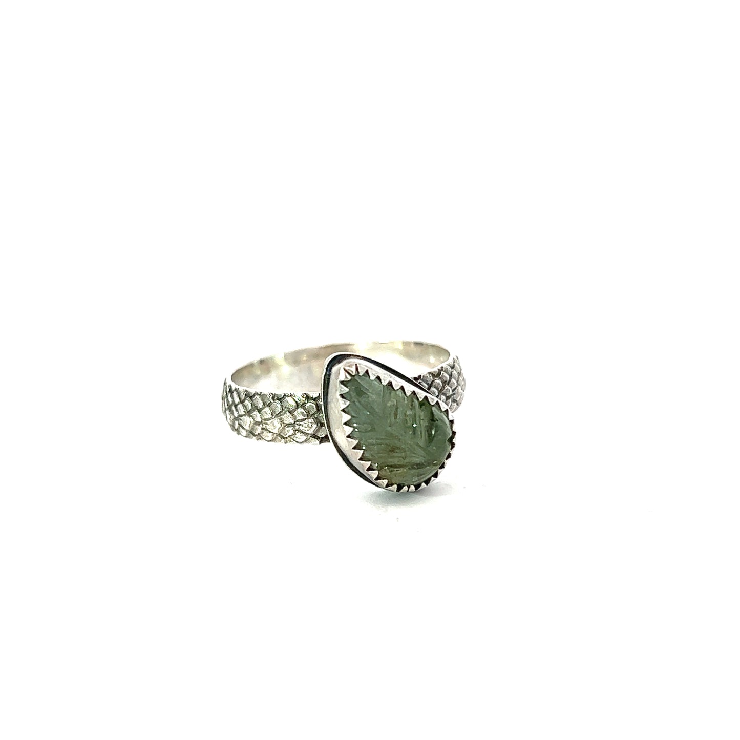 Carved Green Tourmaline Ring