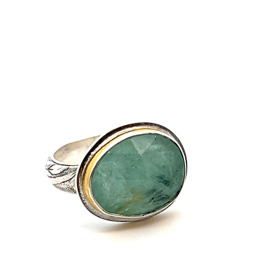 Mixed Metal Aquamarine Ring