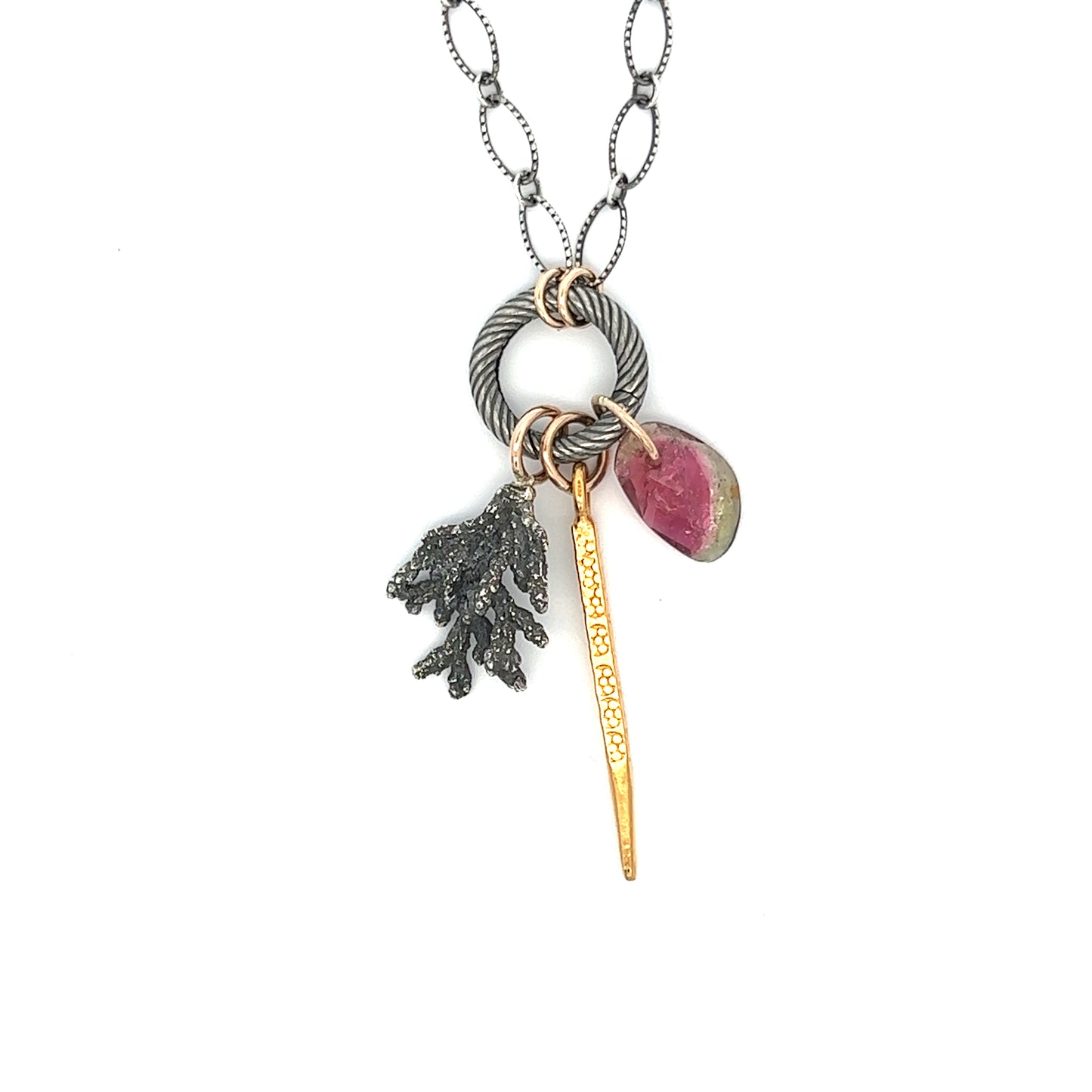 Watermelon Tourmaline Charm Necklace