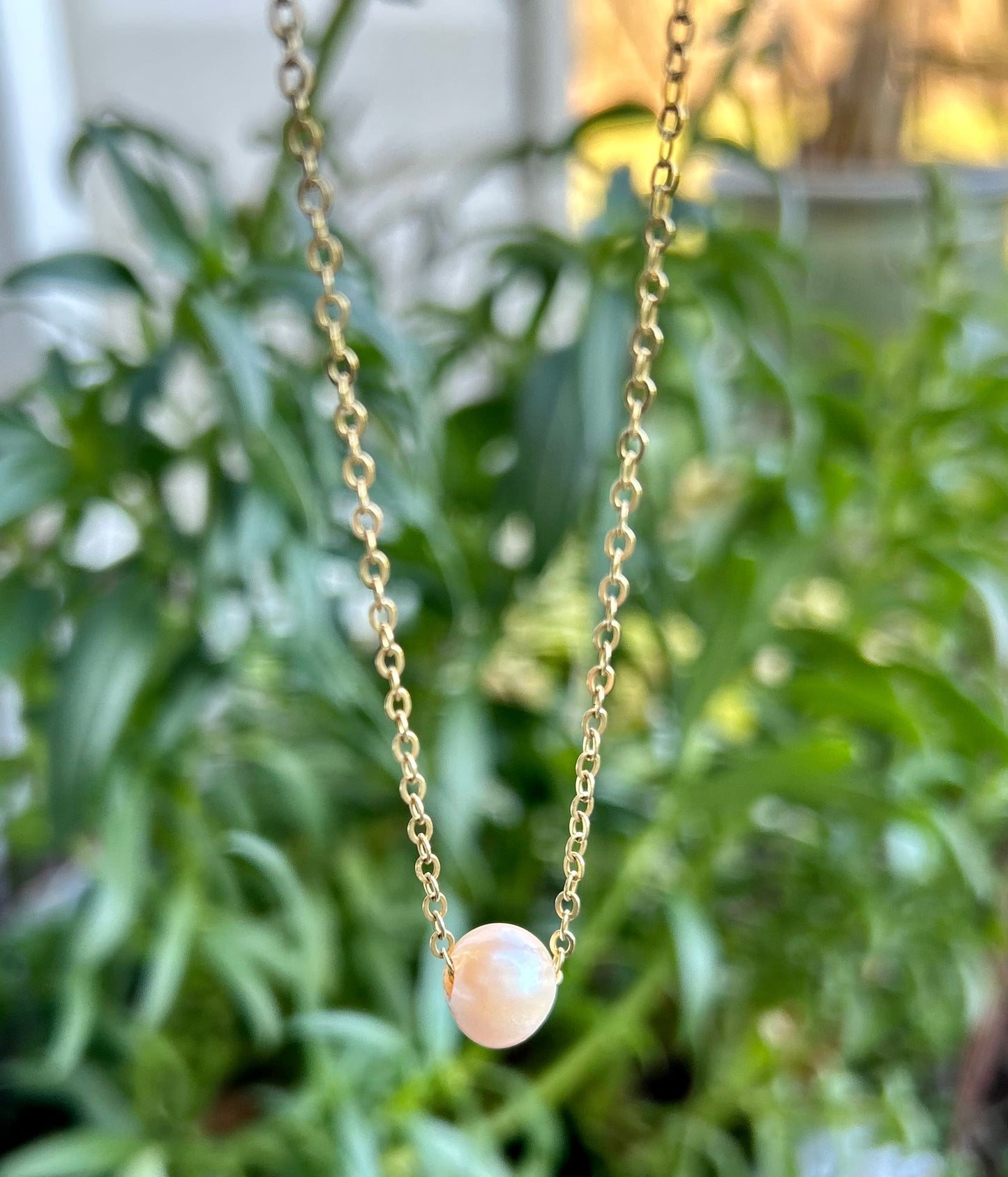 Peach Pearl Slide Necklace