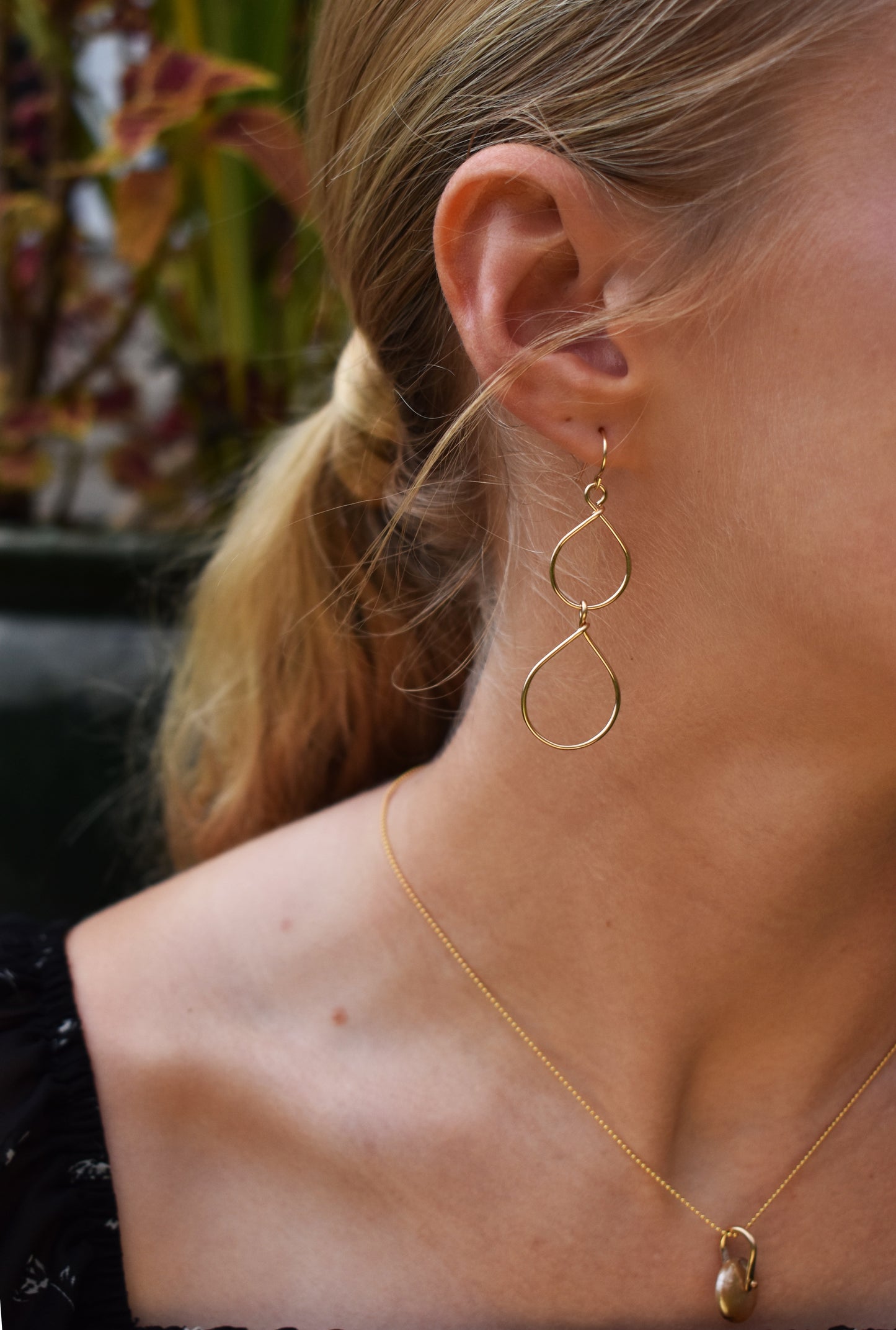 Oblong Gold Hoop Earrings
