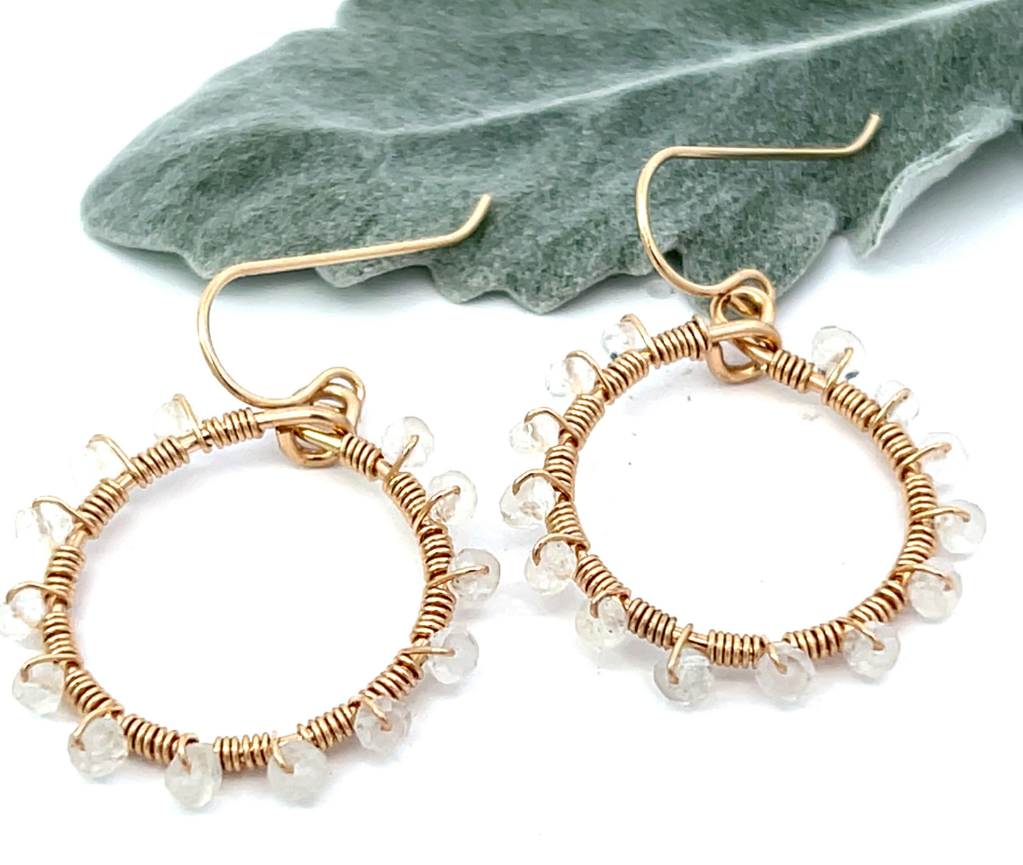 Moonstone Gold Hoop Earrings