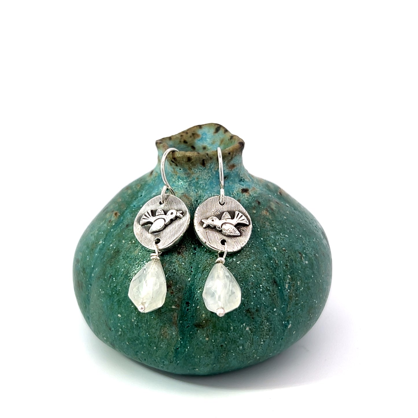 Moonstone Sterling Bird Earrings