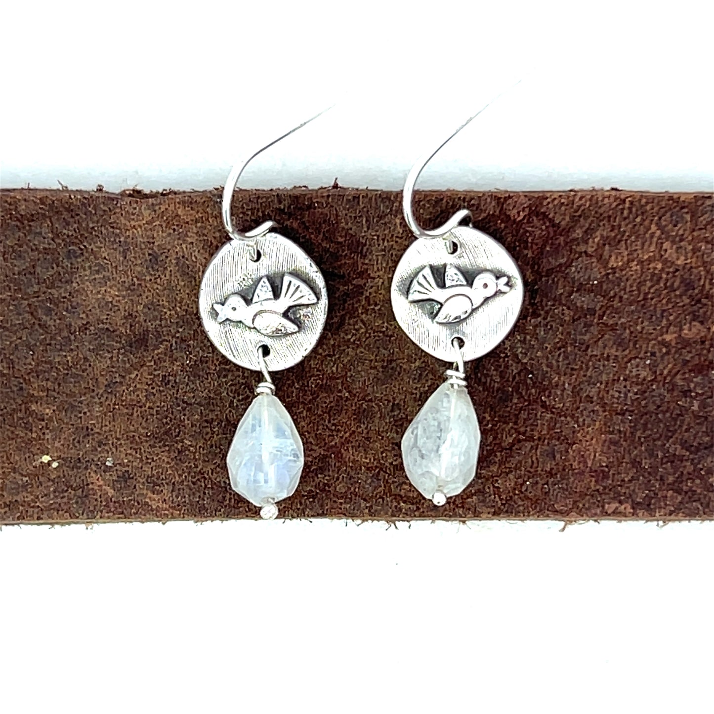 Moonstone Sterling Bird Earrings