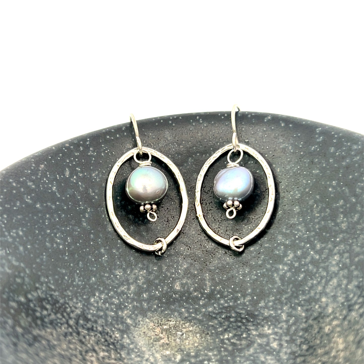 Silver Pearl Hoop Earrings