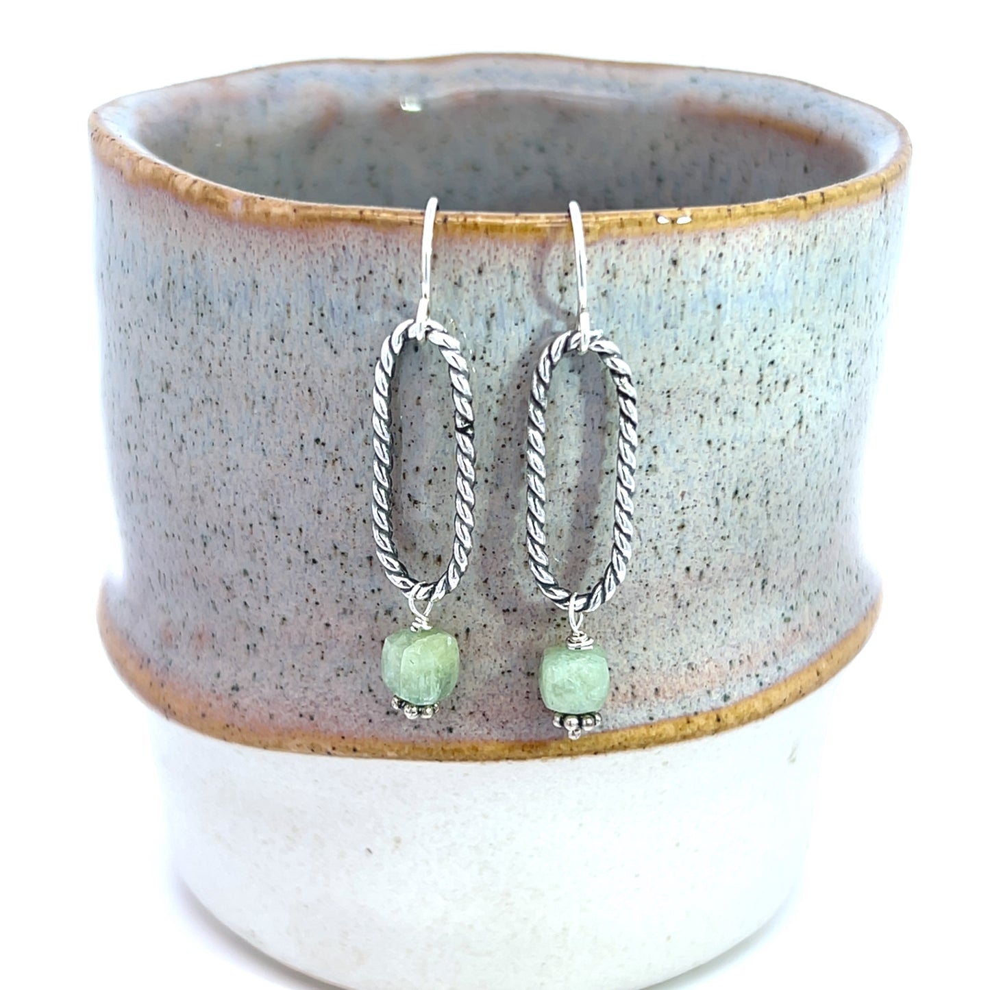 Aquamarine Twist Hoop Earrings