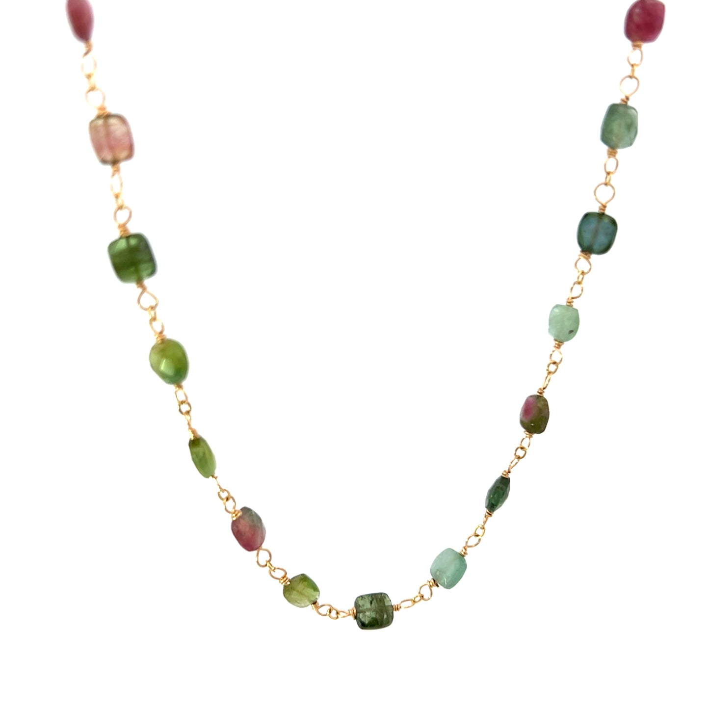 Multi Tourmaline Gold Necklace