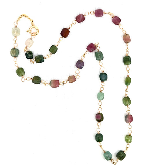 Multi Tourmaline Gold Necklace