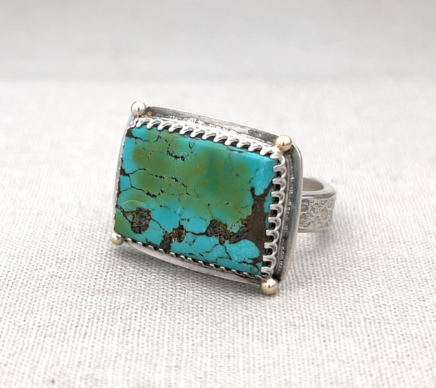 Mixed Metal Turquoise Statement Ring