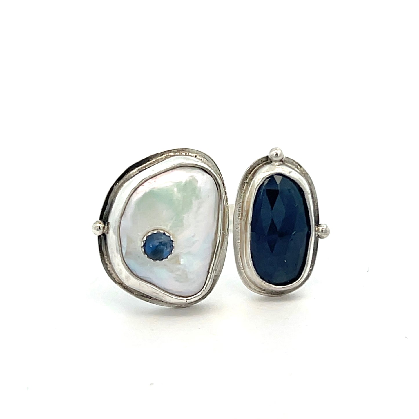 Keshi Pearl and Sapphire Ring