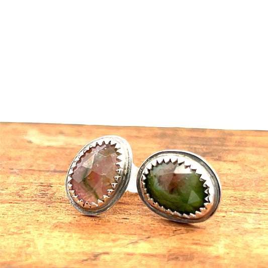 Rose Cut Tourmaline Stud Earrings